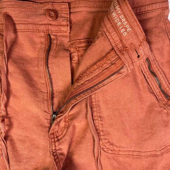 American Eagle Size 12 Dream Drape Baggy Wide Leg Pants Terra Cotta Orange - Picture 7 of 13